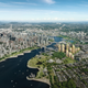 A mock up of Sen̓áḵw, a massive real estate development in Vancouver set to be built on Squamish reserve land.